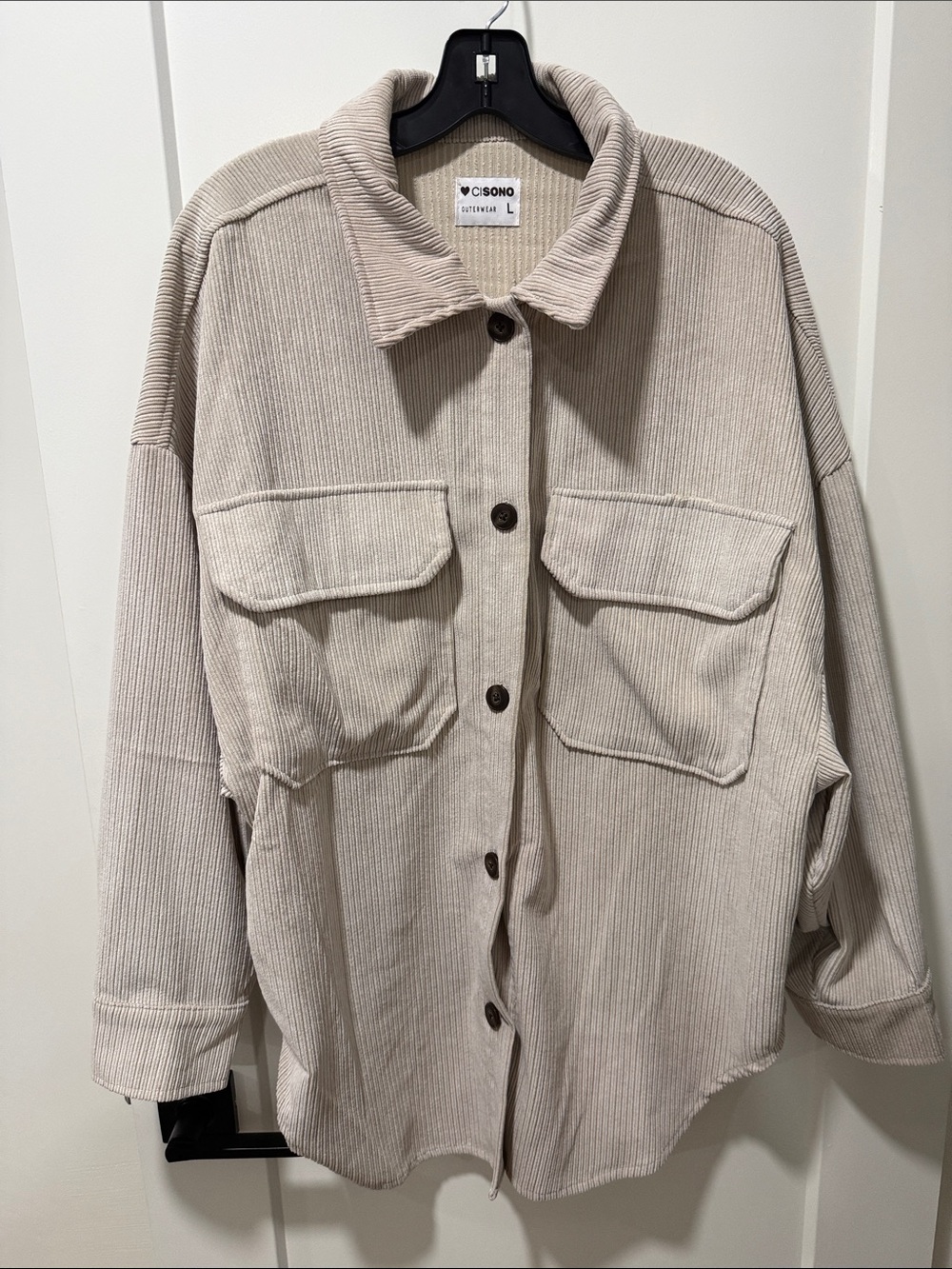 Ci Sono Beige Corduroy Utility Shacket Jacket L